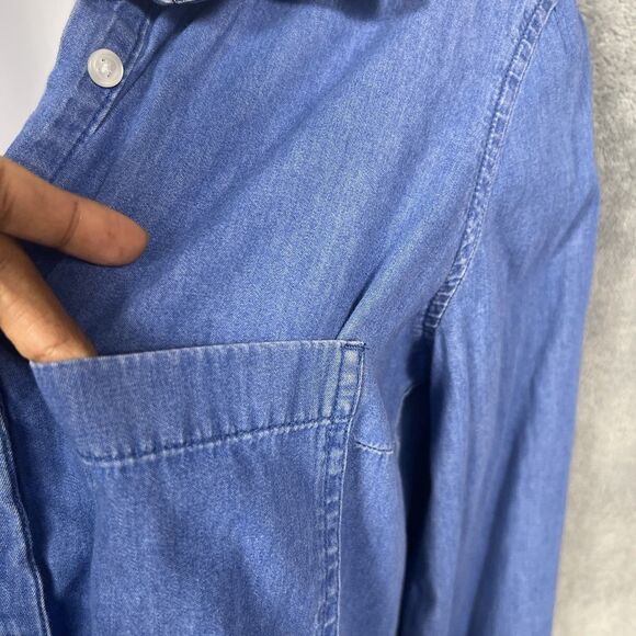 Old Navy Chambray Shirt Dress Popover Long Sleeve S Blue M - Picture 8 of 16